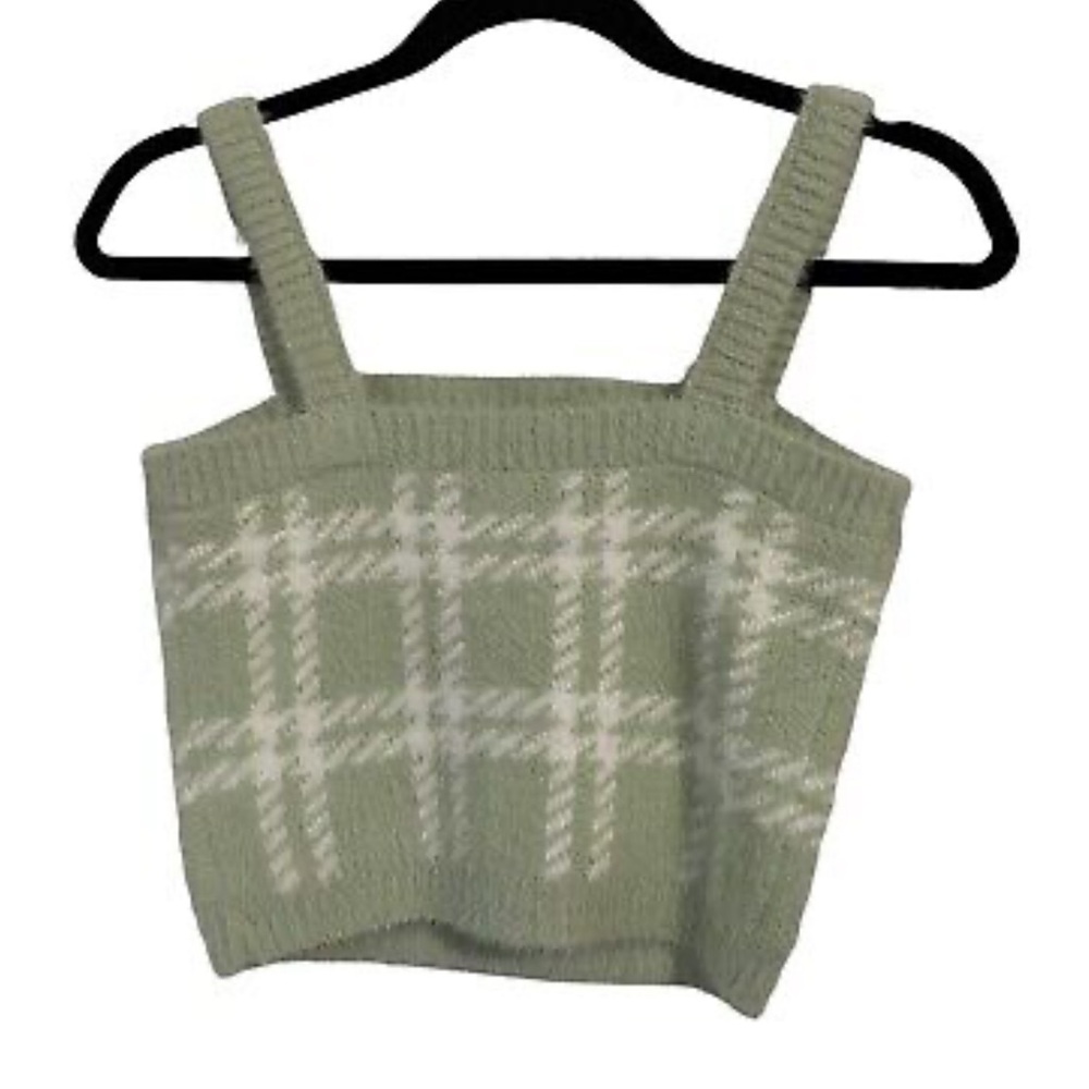 Kendall & Kylie Green Plaid Sweater Tank